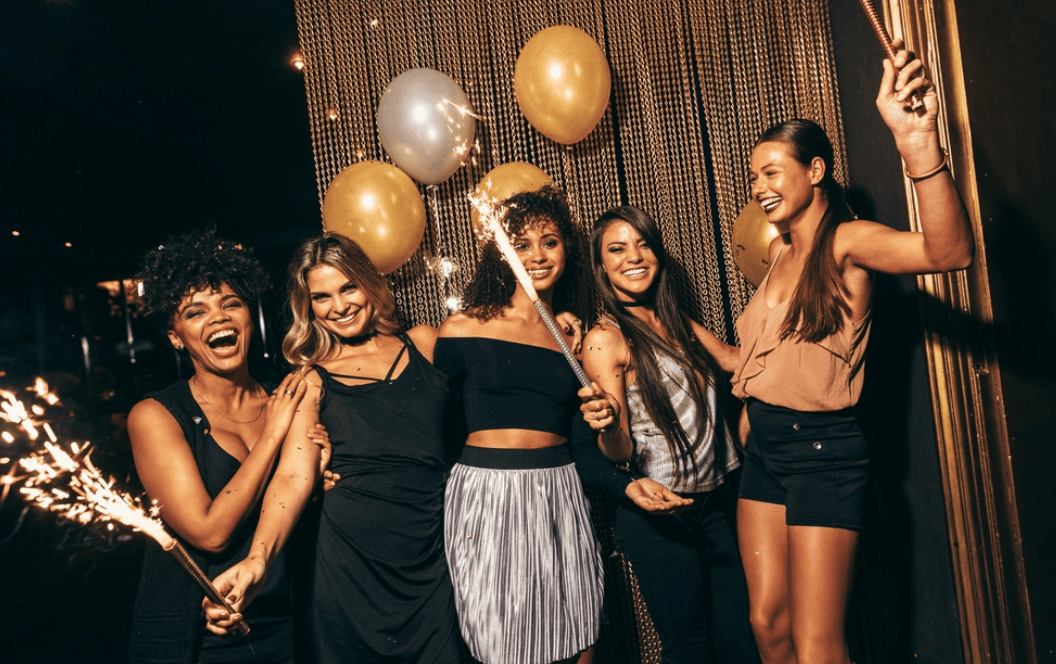 women throwing a party